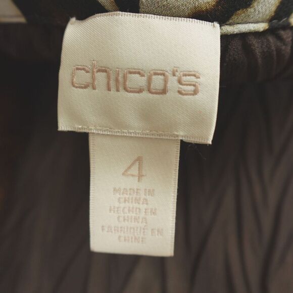 Chicos Jacket Womens 4 XL Animal Print Pleated Elegance Faux Fur Collar Mob Wife - Picture 3 of 14